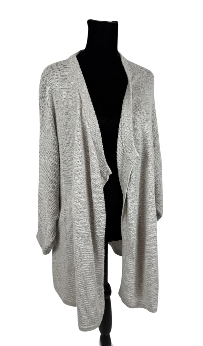 Madewell Seabank Open Front Drape Basketweave Cardigan Sweater Gray Size M